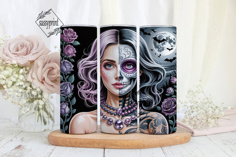 Gothic Purple Skull Woman 20oz Tumbler Sublimation sassyprint 