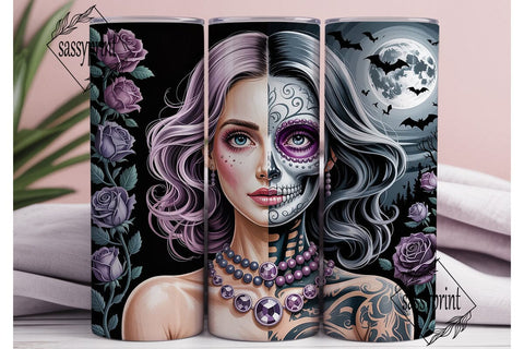 Gothic Purple Skull Woman 20oz Tumbler Sublimation sassyprint 