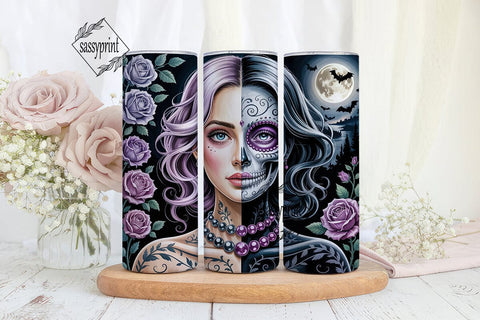 Gothic Purple Skull Woman 20oz Tumbler Sublimation sassyprint 