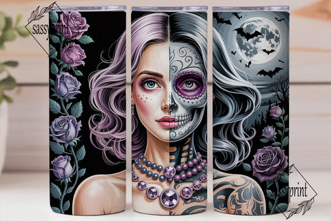 Gothic Purple Skull Woman 20oz Tumbler Sublimation sassyprint 
