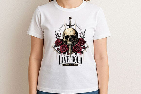 Gothic Quote PNG Live Bold Leave Silence Skull Rose POD Design SVG BillahCrafts 