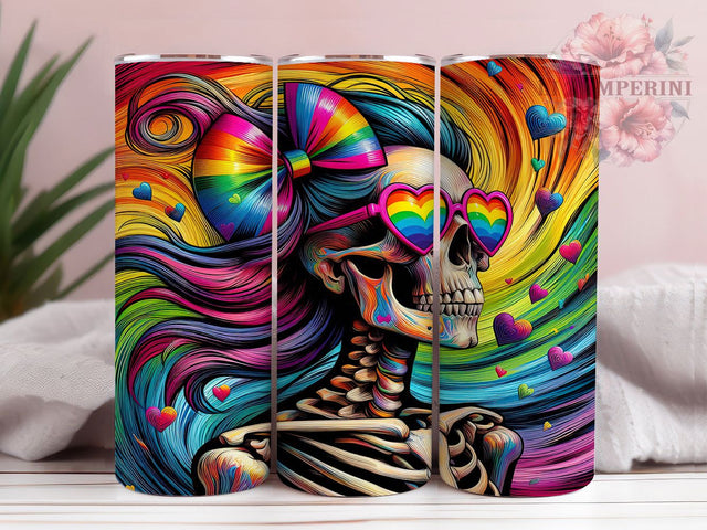 Gothic Rainbow Skull Pride Tumbler, LGBTQ+ Skull Wrap, Rainbow Skull Tumbler, 20oz Pride Skull Design, Gothic Pride Tumbler, LGBTQ+ Tumbler, Skull Pride Wrap Sublimation Li Zamperini 