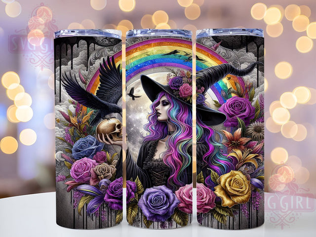 Gothic Rainbow Witch Colorful Tumbler, Colorful Halloween Wrap, Dark Magic Cup, 20Oz Sublimation Tumbler, Haunted Rainbow Drinkware, Witch Lover Gift, Creepy Gothic Wrap Sublimation SvggirlplusArt 