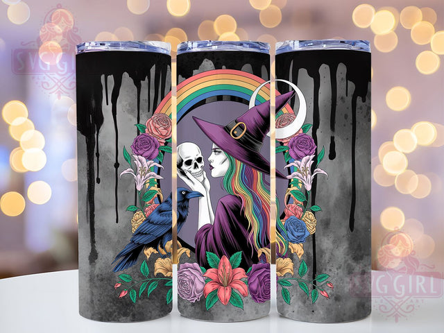 Gothic Rainbow Witch Colorful Tumbler, Colorful Halloween Wrap, Dark Magic Cup, 20Oz Sublimation Tumbler, Haunted Rainbow Drinkware, Witch Lover Gift, Creepy Gothic Wrap Sublimation SvggirlplusArt 