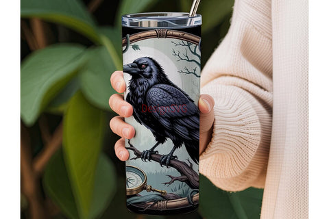 Gothic Raven 20oz Tumbler Wrap Sublimation DesignSVG 