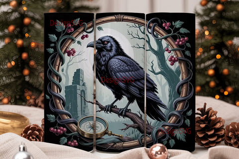 Gothic Raven 20oz Tumbler Wrap Sublimation DesignSVG 