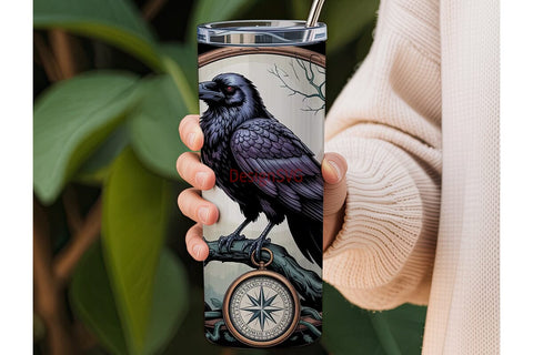 Gothic Raven 20oz Tumbler Wrap Sublimation DesignSVG 