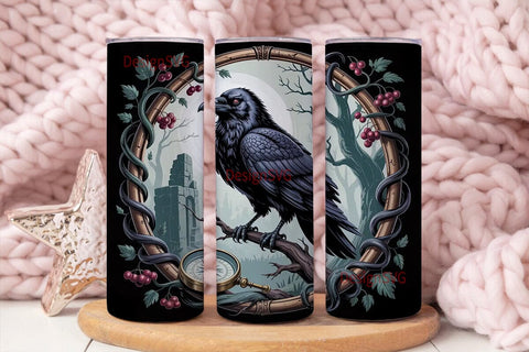 Gothic Raven 20oz Tumbler Wrap Sublimation DesignSVG 