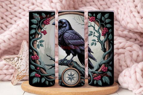 Gothic Raven 20oz Tumbler Wrap Sublimation DesignSVG 