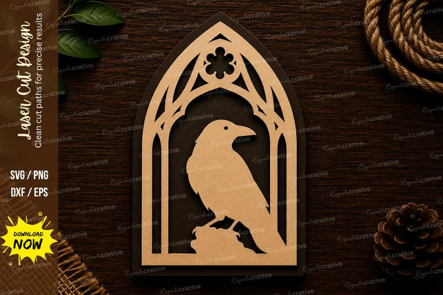 Gothic Raven Arch Window Laser Cut SVG File SVG Regulrcrative 