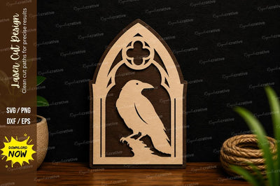 Gothic Raven Arch Window Laser Cut SVG File SVG Regulrcrative 