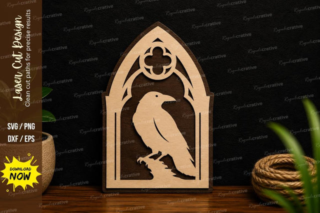 Gothic Raven Arch Window Laser Cut SVG File SVG Regulrcrative 