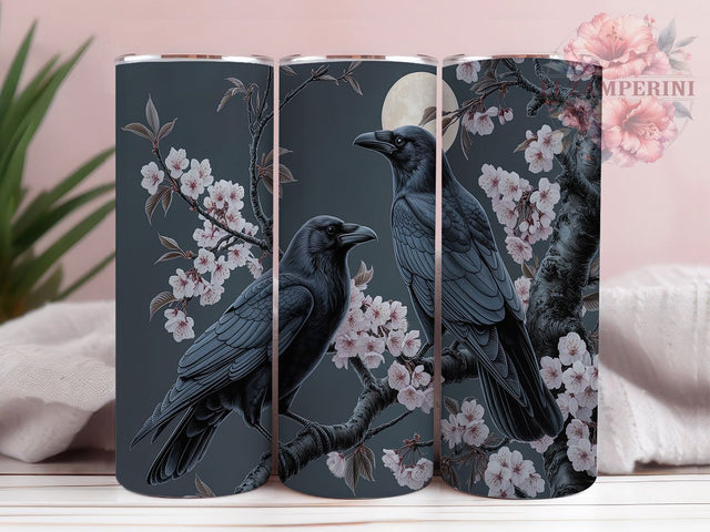 Gothic Raven Fantasy Tumbler Wrap, Gothic Art Design, Edgar Poe Raven, Victorian Gothic Gift, Mystical Bird Art, Dark Fantasy Wrap, Gothic Nature Print Sublimation Li Zamperini 