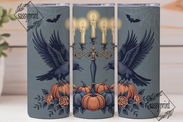 Gothic Raven Halloween 20oz Tumbler Wrap Sublimation sassyprint 