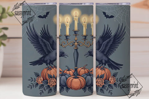 Gothic Raven Halloween 20oz Tumbler Wrap Sublimation sassyprint 