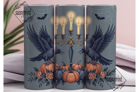 Gothic Raven Halloween 20oz Tumbler Wrap Sublimation sassyprint 