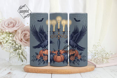Gothic Raven Halloween 20oz Tumbler Wrap Sublimation sassyprint 