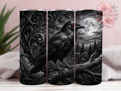 Gothic Raven Moon 20oz Tumbler, Gothic Raven, Raven Moon, Raven Tumbler, 20oz Tumbler, Gothic Tumbler, Moon Tumbler, Tumbler Wrap Sublimation Li Zamperini 