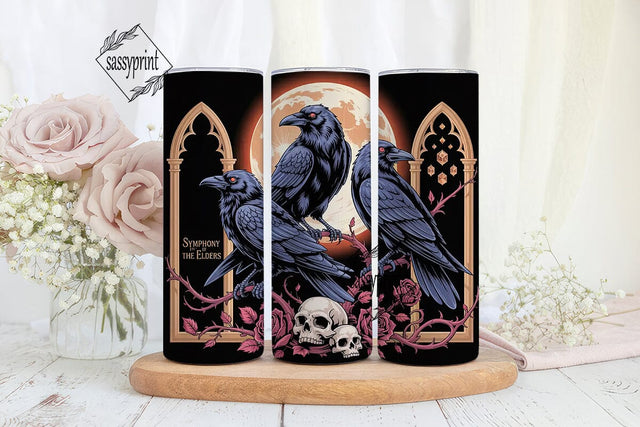 Gothic Raven Moon 20oz Tumbler Wrap Sublimation sassyprint 