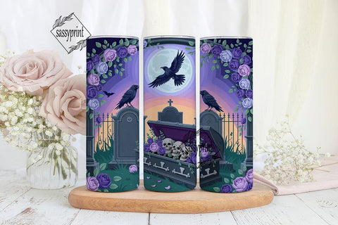 Gothic Raven Moon 20oz Tumbler Wrap Sublimation sassyprint 