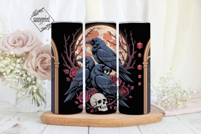 Gothic Raven Moon 20oz Tumbler Wrap Sublimation sassyprint 