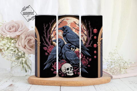 Gothic Raven Moon 20oz Tumbler Wrap Sublimation sassyprint 