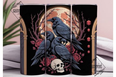 Gothic Raven Moon 20oz Tumbler Wrap Sublimation sassyprint 