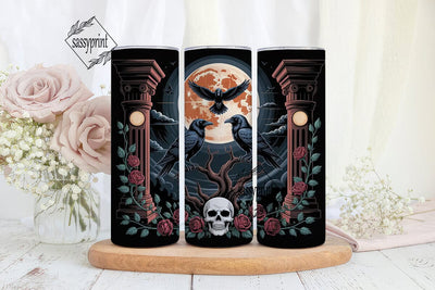 Gothic Raven Moon 20oz Tumbler Wrap Sublimation sassyprint 