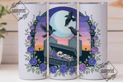 Gothic Raven Moon 20oz Tumbler Wrap Sublimation sassyprint 