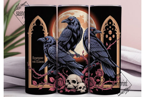Gothic Raven Moon 20oz Tumbler Wrap Sublimation sassyprint 