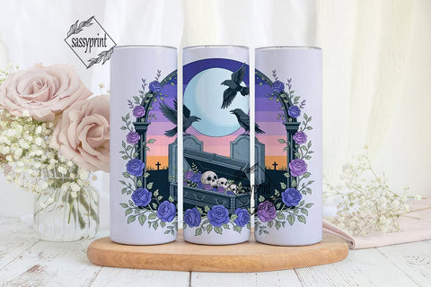 Gothic Raven Moon 20oz Tumbler Wrap Sublimation sassyprint 