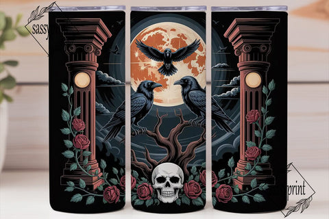 Gothic Raven Moon 20oz Tumbler Wrap Sublimation sassyprint 