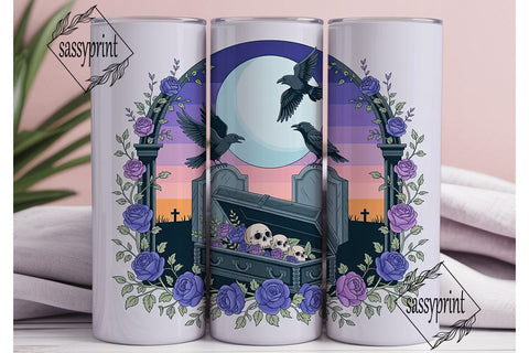 Gothic Raven Moon 20oz Tumbler Wrap Sublimation sassyprint 