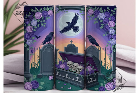 Gothic Raven Moon 20oz Tumbler Wrap Sublimation sassyprint 