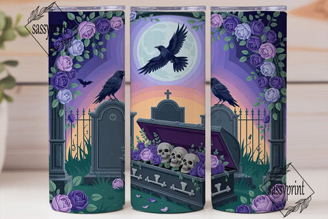 Gothic Raven Moon 20oz Tumbler Wrap Sublimation sassyprint 
