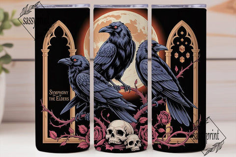 Gothic Raven Moon 20oz Tumbler Wrap Sublimation sassyprint 