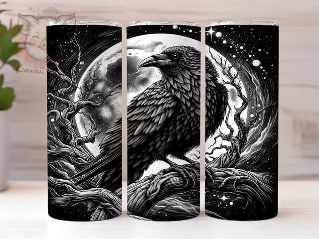 Gothic Raven Moon Witchy Tumbler, Moon Art Skinny Wrap, 20Oz Sublimation Cup, Dark Gothic Cup Design, Raven Moon Gift Idea, Witchy Aesthetic Tumbler, Digital Gothic Art Sublimation Lara' s Designs 