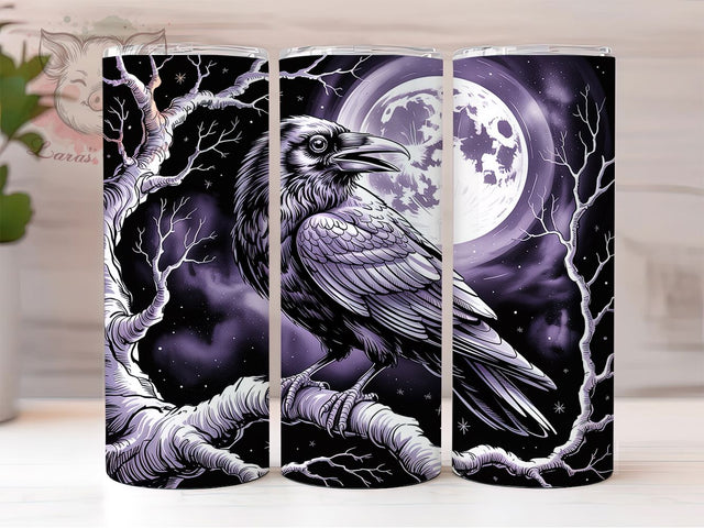 Gothic Raven Moon Witchy Tumbler, Moon Art Skinny Wrap, 20Oz Sublimation Cup, Dark Gothic Cup Design, Raven Moon Gift Idea, Witchy Aesthetic Tumbler, Digital Gothic Art Sublimation Lara' s Designs 