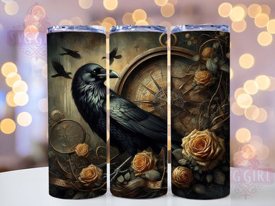 Gothic Raven Rose 20oz Tumbler, Dark Rose Cup Wrap, Gothic Fantasy Design, Sublimation Tumbler Wrap, 20Oz Tumbler Design, Artistic Raven Cup, Stylish Gothic Rose Wrap Sublimation SvggirlplusArt 