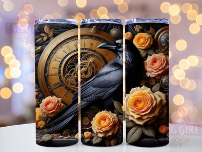 Gothic Raven Rose 20oz Tumbler, Dark Rose Cup Wrap, Gothic Fantasy Design, Sublimation Tumbler Wrap, 20Oz Tumbler Design, Artistic Raven Cup, Stylish Gothic Rose Wrap Sublimation SvggirlplusArt 