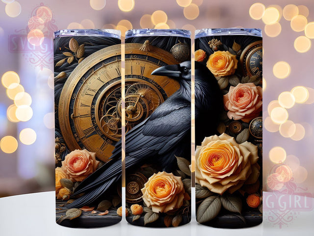 Gothic Raven Rose 20oz Tumbler, Dark Rose Cup Wrap, Gothic Fantasy Design, Sublimation Tumbler Wrap, 20Oz Tumbler Design, Artistic Raven Cup, Stylish Gothic Rose Wrap Sublimation SvggirlplusArt 