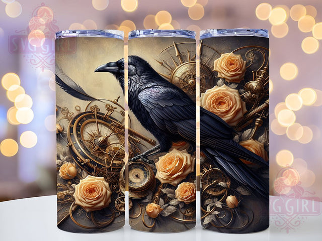 Gothic Raven Rose 20oz Tumbler, Dark Rose Cup Wrap, Gothic Fantasy Design, Sublimation Tumbler Wrap, 20Oz Tumbler Design, Artistic Raven Cup, Stylish Gothic Rose Wrap Sublimation SvggirlplusArt 