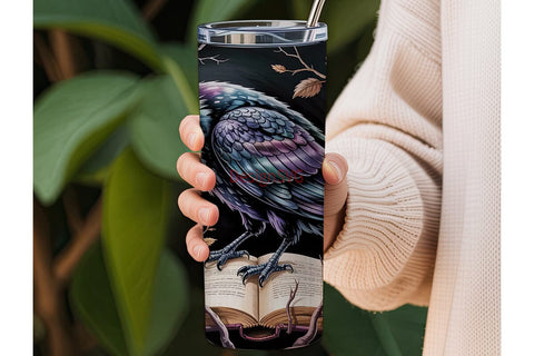 Gothic Raven & Roses 20oz Tumbler Wrap Sublimation DesignSVG 