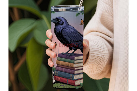 Gothic Raven & Roses 20oz Tumbler Wrap Sublimation DesignSVG 