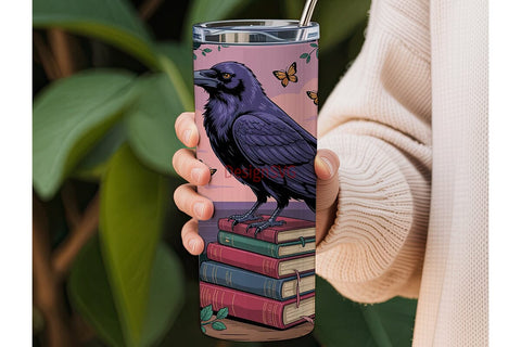 Gothic Raven & Roses 20oz Tumbler Wrap Sublimation DesignSVG 