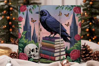Gothic Raven & Roses 20oz Tumbler Wrap Sublimation DesignSVG 