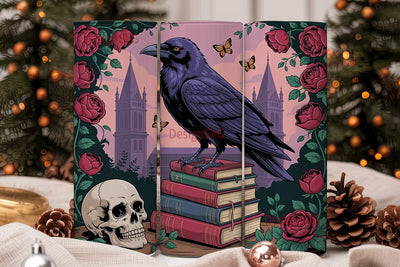 Gothic Raven & Roses 20oz Tumbler Wrap Sublimation DesignSVG 