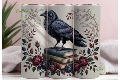 Gothic Raven & Roses 20oz Tumbler Wrap Sublimation PixelChick 
