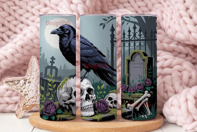 Gothic Raven Skull 20oz Tumbler Wrap Sublimation DesignSVG 