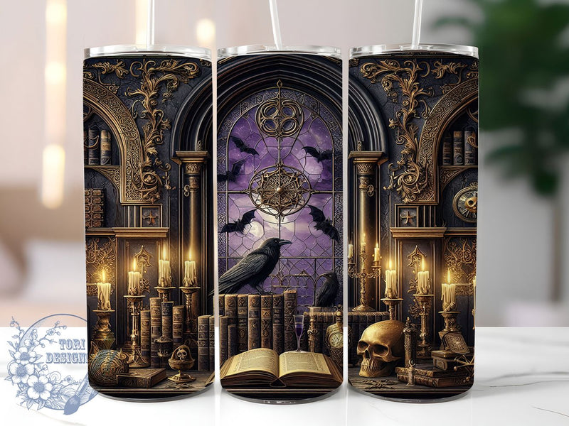 Gothic Raven Spellbook Tumbler Wrap, Spellbook Tumbler Wrap, 20Oz Skinny Tumbler Wrap, Witchcraft Sublimation Design, Dark Academia Tumbler, Raven And Magic Book Wrap, Occult Gothic Drinkware Sublimation ToriDesigns 